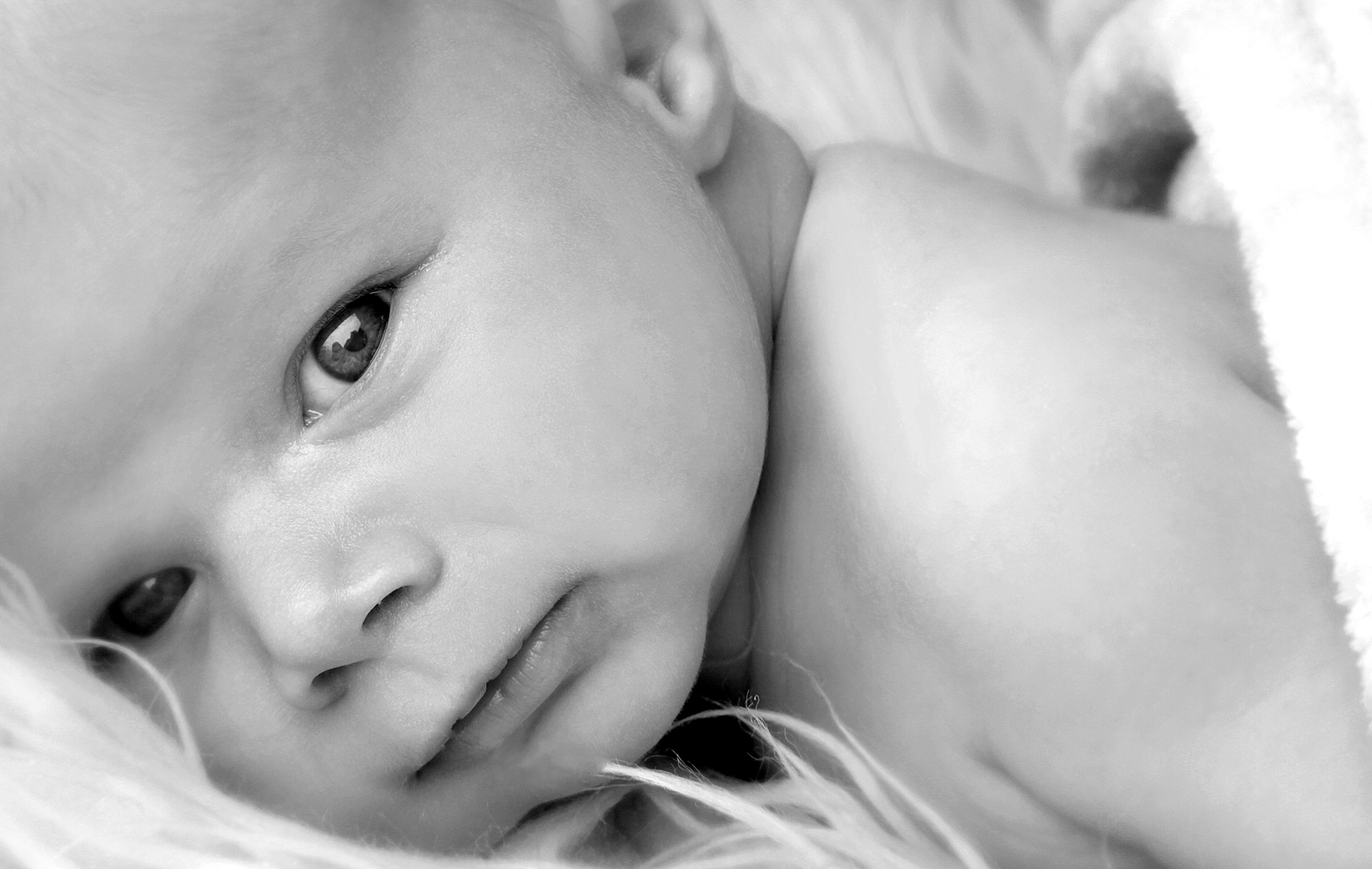 Baby Gesichtsausschnitt in schwarz weiss
